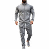 AIDASE  -  Spring Autumn Men's 2-Piece Set Color Blocking Zipper Stand Collar Casual Sports Jacket Sweatshirt Trousers Suit aidase-shop