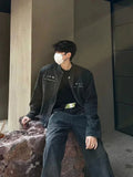 Aidase Distressed Denim Jacket Men Women Vintage Washed Cropped Cowboy Coat High-street Panelled Zip-up Casual Tops Spring Unisex Coats aidase-shop