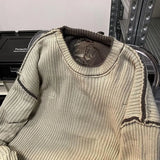 Aidase American New High Street Hole Fake Two Sweaters Y2K Fashion Retro Loose Oversize Double-sided Sweater Tide For Men And Women Top aidase-shop