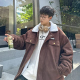 Aidase Korean Mens Lamb Wool Jacket Winter Velvet Thick Padded Parka Coat Streetwear Fashion Trend High Street Hip Hop Fur Collar Coats aidase-shop