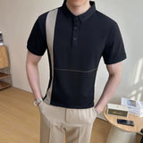 AIDASE  -  New Men's Stretchable Business Casual Polo Shirt, Fashion Slim Fit Short Sleeve T-Shirt, Available in Plus Sizes M-5XL. aidase-shop