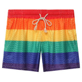 Aidase Men's Shorts Rainbow Stripe Fashion Casual Shorts Mesh Breathable Drawstring Sports Shorts Gym Men Boxer Shorts Bottoms Pocket aidase-shop