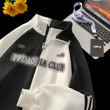 Aidase Trendy Men's Sweatshirt Half Zip Casual Standing Collar Pullover Sweatshirt Harajuku Unisex Printed Colorblock Sweatshirts aidase-shop