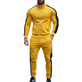 AIDASE  -  Spring Autumn Men's 2-Piece Set Color Blocking Zipper Stand Collar Casual Sports Jacket Sweatshirt Trousers Suit aidase-shop