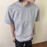 AIDASE  -  Simple Men's Casual Tees Round Neck Solid Color Menswear New Short Sleeved Loose Male T-shirts Cleanfit Menswear aidase-shop