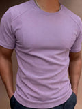 AIDASE  -  Men's Solid Color Stitching Short Sleeve T-Shirt Casual Crew Neck Breathable Summer Top aidase-shop