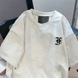 22.1Aidase American Summer Men and Women Street Personality Letter Print Round Neck Short Sleeve Couple Loose Hip Hop Casual T-shirt Top aidase-shop