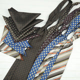 AIDASE  -  2PCS Neck Ties Set Fashion Paisley Striped Neckties Gentlemen Daily Wear Navy White Block Pocket Square Wedding Tuxedo Accessory aidase-shop