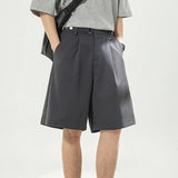 AIDASE  -  Casual Mens Loose Wide Leg Shorts Spring Summer Stylish Solid Color Straight Bottoms Men Fashion Draped Baggy Shorts Streetwear aidase-shop