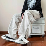 Aidase Zipper Cargo Pants Men Parachute White Cargo Trousers Male Hip Hop Streetwear Vintage Loose Casual Safari Style 5XL