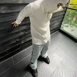 Aidase Spring Fall Personalized Y2k Street Hip Hop Sweater Fashion Zipper Hood Cardigan Men's Long Sleeve Jacket Neutral Knitted Coat aidase-shop