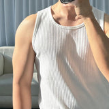 AIDASE  -  Simple Men's Tank Tops Round Collar Summer Solid Color Sleeveless T-shirts Casual Korean Style Pullover Male Vests 9W3108 aidase-shop