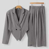 Aidase Mens Casual Blazer Wide Leg Pants Suit Autumn Winter Genderless Fashion Business Solid Color Loose Lapel Two-Piece Set Unisex aidase-shop