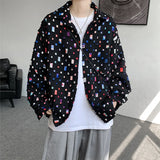 Aidase Oversized Colorful Plaid Shirt Mens Cotton Hollow Out Shirts Men Streetwear Loose Casual Long Sleeve Hole Patch Shirts M-5XL