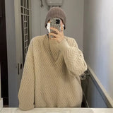 Harajuku Mens Knitted Sweater Autumn Winter Tops Men Casual Clothes Crewneck Chunky Knit Cardigan Men Pullover Sweaters Shirts aidase-shop