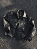 Aidase Spring Cool Handsome Oversized Short Matte Black Pu Leather jacket Men Zipper Pockets Loose Luxury Designer Clothes aidase-shop