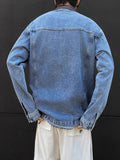 AIDASE  -  Casual Long Sleeve Leather Collar Outerwear Men Vintage Patchwork Buttoned Lapel Denim Coats Mens Spring Fall Fashion Outerwear aidase-shop