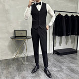AIDASE  -  Men's Wedding Solid Color Suit Vest, Groom Groomsman Suit, Black Single-Breasted Slim Fit Waistcoat , Business Casual, M-7XL aidase-shop