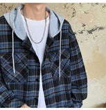 AIDASE  -  Autumn Retro Plaid Shirt American Trend Hooded Casual Men's Jacket Fashion Loose Long-sleeved Men Women Clothing aidase-shop