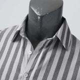 AIDASE  -  Elegant Roll-Up Sleeves Men'S Plaid Shirt Mens Fashion Casual Striped Linen Lapel Long Sleeve Shirt Top Blouse рубашка aidase-shop