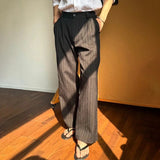 AIDASE  -  Spring Summer Men Pinstripe Pants High Waist Wide Leg Relaxed Fit Casual Office Trousers aidase-shop