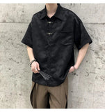 AIDASE  -  New Chinese Style Men Shirt Summer Niche Jacquard Metal Buckle Decoration Casual Short Sleeve Lapel Male Tops aidase-shop