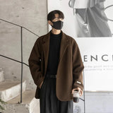 AIDASE  -  Men Black Brown Solid Color Simple Basic Casual Daily Single Button Long Sleeve Suit Blazer Autumn Winter Office Fashion Clothes aidase-shop
