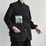 AIDASE  -  Spring Autumn New Men Tide Original Design Y2K Streetwear Fashion Hip Hop Pocket Sleeveless Waistcoat Jacket Set Ins aidase-shop