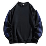 AIDASE  -  Men's Color Contrast Patchwork Casual Textured Crewneck Sweatshirt Mens Oversized Solid Sweatshirts aidase-shop