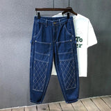 AIDASE  -  Vintage High Street Hip Hop Jeans For Men Spring Autumn Loose Wide Leg Big Pocket Overalls Trendy Neutral Denim Cargo Pants aidase-shop