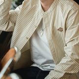 Aidase Vintage Striped Long Sleeve Shirts Korea Styel Men's Loose Cotton Baseball Shirt Uncle Male Clothes Plus Size Blouses