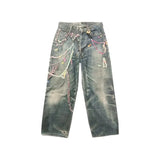 AIDASE  -  American High Street 3D Digital Print Candy Chain Weathered Knife Straight Leg Casual Jeans for Men And Women aidase-shop