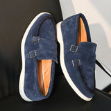 AIDASE  -  Suede Leather Men's Business Casual Shoes Handmade Double Buckle Loafers Leisure Slip on Flats Outdoor Male Driving Moccasins aidase-shop