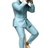 AIDASE  -  Graceful Men's Suit 2 Pieces Blazer Pants Bow Collar Double Breasted Buckle Work Wear Bussiness Wedding Costume Size Color aidase-shop