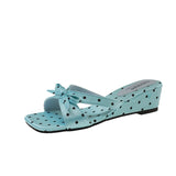 AIDASE  -  Summer Thick Heel Mules Shoes Elegant Butterfly-knot Vacation Dress Sandalias Gladiator Women Polka Dot Slippers aidase-shop