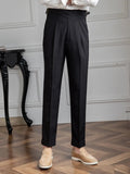 AIDASE  -  Naples Casual Business Attire Bottoms Men Slim Italian Gurkha Classic Trousers Comfortably Fit Your Curves Adjustable Waist aidase-shop