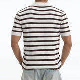 AIDASE  -  New Arrival Men's Striped Knitted Polo Shirt Short Sleeve Lapel Button Casual Breathable Slim Fit Daily Wear Business Top aidase-shop