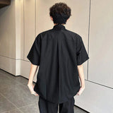 AIDASE  -  New Chinese Style Embroidery Short Sleeve Shirt Men Wear Bamboo Leaf Pattern Shoulder Pad Male Shirts Loose Fit aidase-shop