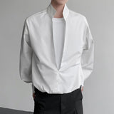 AIDASE  -  Fake Two-Piece Male Shirt Stand Collar Long Sleeve Sun Protection Pullover Men Shirt Summer Fashion Solid Color Top 21E6853 aidase-shop