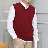 AIDASE  -  Men's Sleeveless Thickened V-neck Knitted Sweater Vest Casual Autumn Winter New Style Pure Color Short Sleeve Knitwear aidase-shop