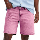 AIDASE  -  Mens Vintage Washed Denim Shorts Casual Straight Streetwear Shorts Breathable Summer Solid Zipper Fly Daily Knee Length Jean Man aidase-shop