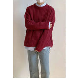 AIDASE  -  Laid-ba Twist Knit Sweater Thiened round Ne Casual Versatile Trendy for Men And Women Autumn Winter Comfortable Loose Fit aidase-shop