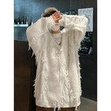 Aidase Ripped Tassel Sweater Men Women Streetwear Pullovers Men's Sweater Harajuku Fashion Hip Hop Fringed Knitted Round Neck Sweaters
