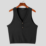 Aidase Tops Korean Style Men Summer Fashion Knitted Pit Stripe V-neck Vests Casual Simple Solid Sleeveless Tank Tops S-5XL aidase-shop