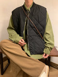 AIDASE  -  Retro Japanese Sle Baseball Collar Cotton Vest Men's Loose Trendy  Color Svel oulder Pad Vest Winter Outerwear aidase-shop