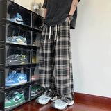 AIDASE  -  Men's Plaid Casual Pants Loose Straight Hong Kong Style Spring Autumn New Fashion Comfortable Breathable Men's Trousers aidase-shop