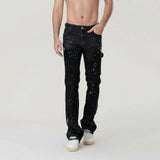 AIDASE  -  Four Seasons European American Fashion Men Black Grey Blue Solid Color Straight Simple Basic Casual Denim Trousers Male Jeans aidase-shop