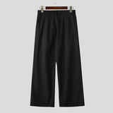 AIDASE  -  Men Pants Solid Color Button Joggers High Waist Casual Trousers Men Streetwear Loose Fashion Male Wide Leg Pants S-5XL aidase-shop