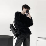 Aidase Autumn Clothing Men's Luxury Chic Mink Wool Knitted Sweater Korean Vintage Popular Zipper Long Sleeve Loose Stylish Knitwear