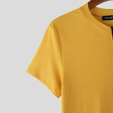 AIDASE  -  Men T Shirt Knitted Solid Color Zipper O-neck Short Sleeve Male Tee Tops Streetwear 2025 Fashion Casual Men Clothing aidase-shop